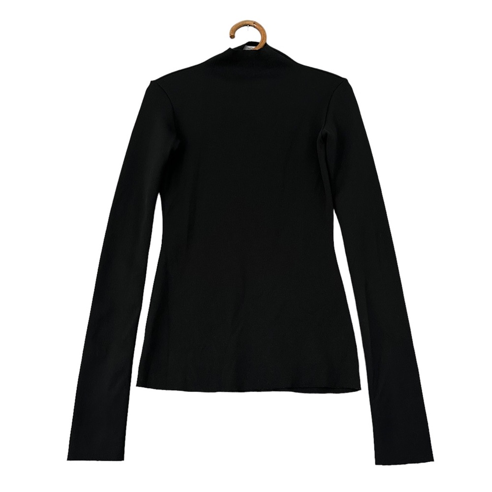 Travis Taddeo | Black Ribbed Mock Neck Long Sleeve Top Size‎ XS